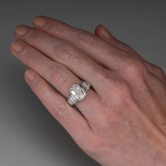 ▶Beautiful CZ 925 Sterling Silver Plated Wedding/Engagement Ring for Women, K977